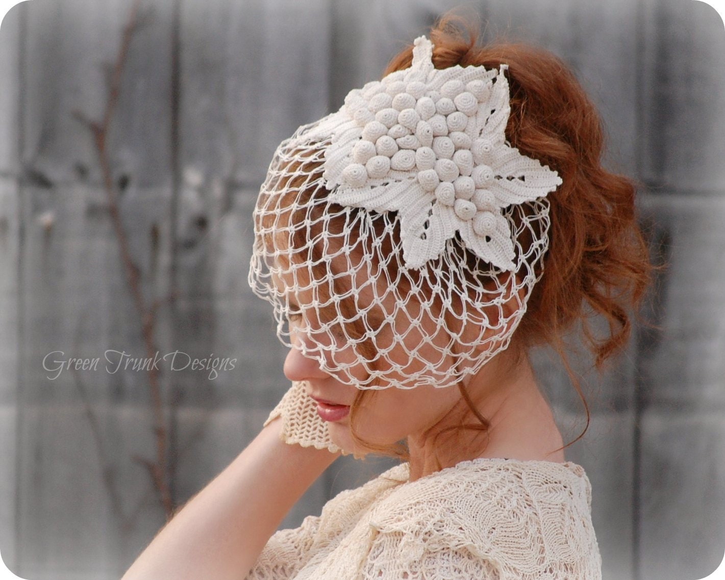 Wedding Veil Vineyard Grapes and Leaves Birdcage Veil