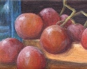 Small Acrylic Painting on Canvas - Original Still Life with Grapes - Home Decor