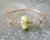 Rough Crystal Yellow Opal Stone Bangle Bracelet Gold Brass