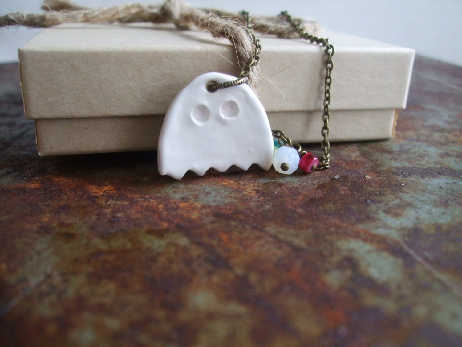 Pacman Ghost Ceramic Necklace