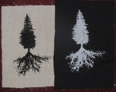 Patch - Conifer & Tree Roots, choose black or white - Western Hemlock, Mountain Hemlock, forest, nature, wild forest, punk patches