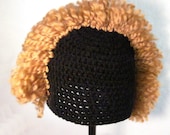 Black and Gold Mohawk Hat Cap Steelers Saints Football Fan Skater Boy