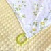 Vintage Daisies Baby Blanket Made from Reclaimed Pillowcase and Minky Dots Fabric Yellow, Green and White Flowers and Polk Dots