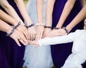 Purple Bridesmaid Jewelry Dark Purple Pearl Cluster Bracelet - Enigma for Purple Weddings