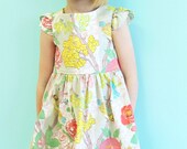 Girls Spring Floral Dress- Garden Party Tulip Sleeve Dress
