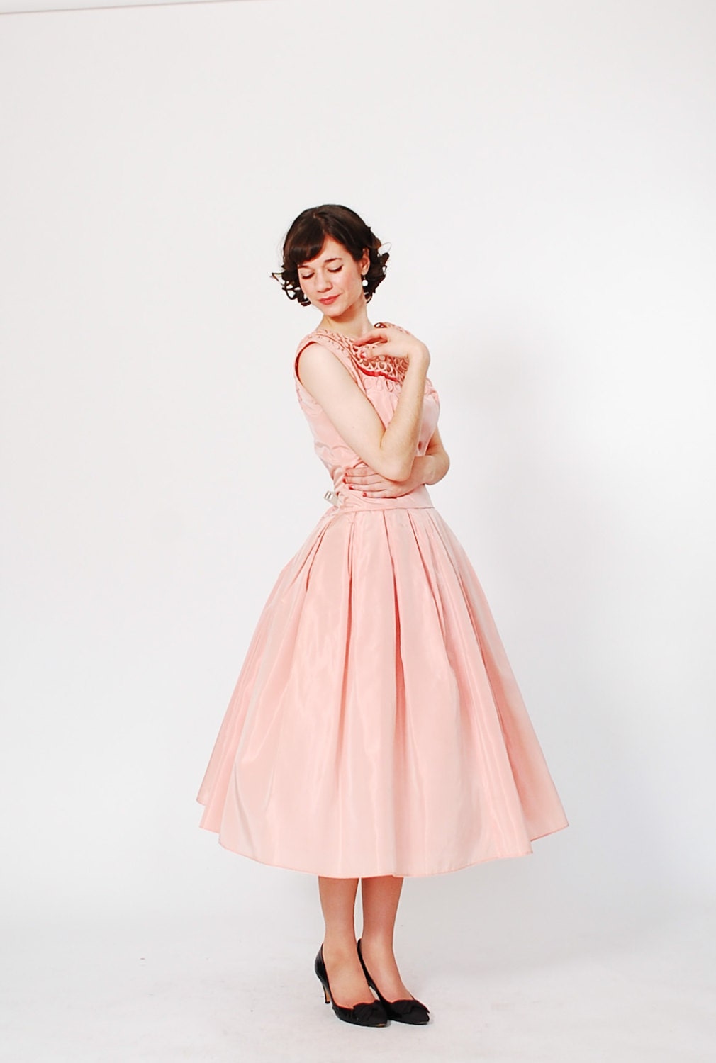 50s Party Dress - 1950s Dress - Pink Bloom