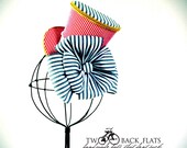 Red, white and blue stripe mini top hat, womens, retro, carnival, fascinator, 4th of July, top hat, headpiece, pin up girl