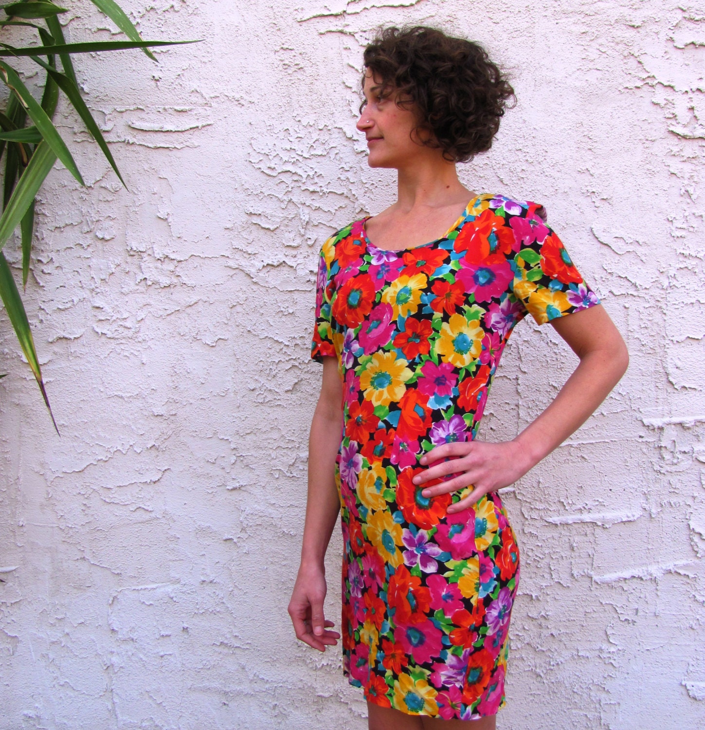 Spring Ahead Bold Floral 90s Dress Medium