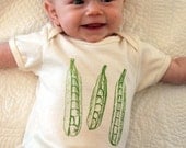 Peapod Trio Screen Print on Baby and Kid's Organic American Apparel Tshirt