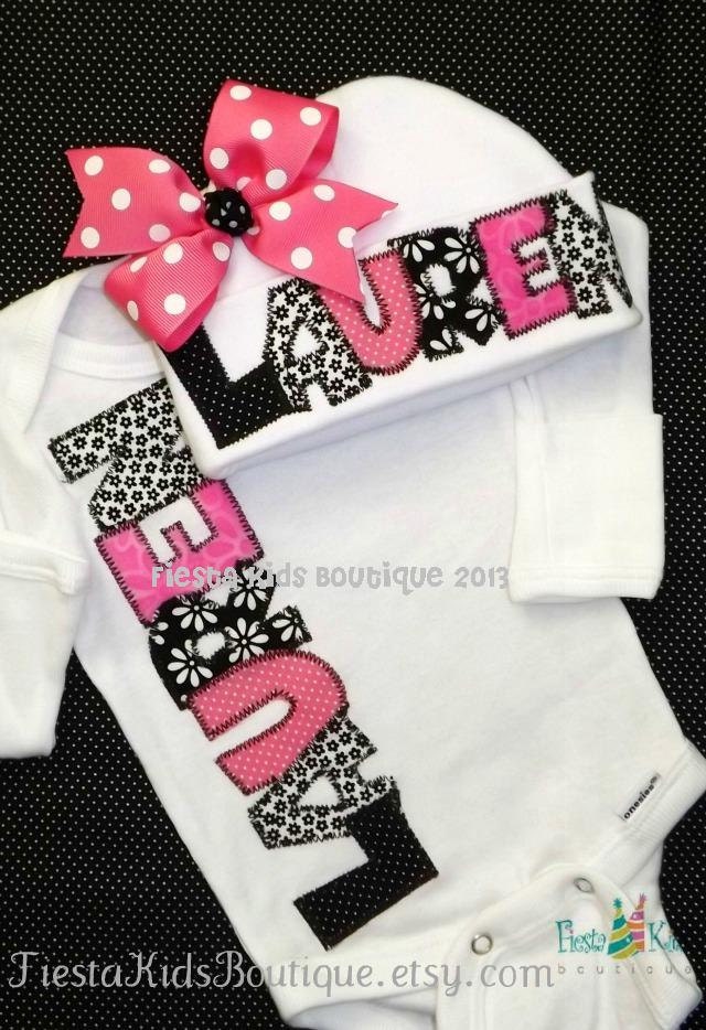 Baby girl onesie and hat SET- newborn outfit - bodysuit - gown Il_170x135