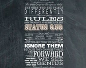 Here's to the Crazy Ones - Word Art Prints - 11x14 Apple Inc. Steve Jobs quote