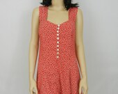 Vintage Romper, Size Small, Playsuit, Red, Floral, 90's, Grunge, Tumblr, Spring, Summer