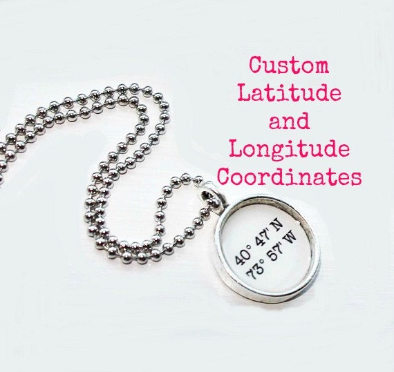 Latitude Longitude Map Coordinates Charm Necklace Honeymoon College National Park