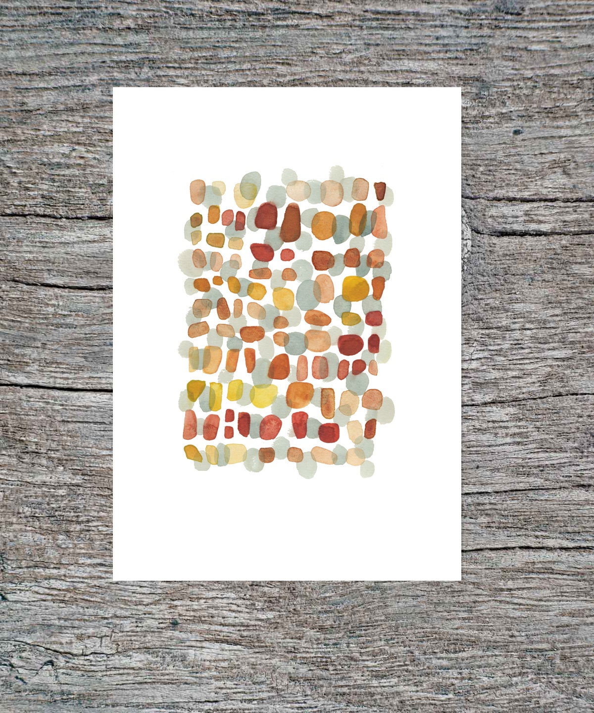 Autumn Path Giclee print abstract modern wall decor red yellow green dots