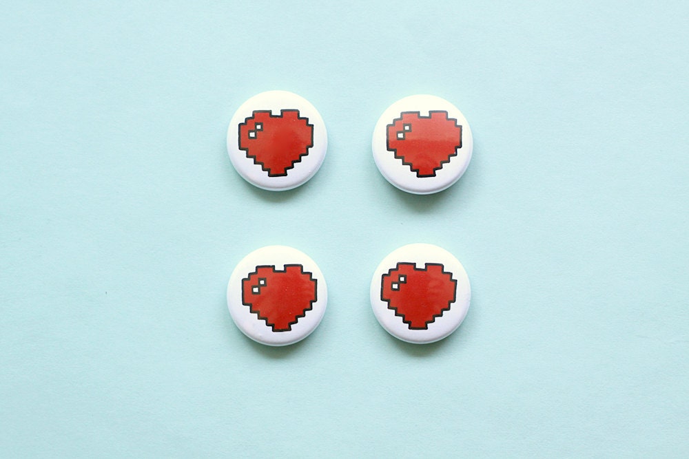 Pixel Heart Magnets - Set of Four