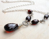 Garnet Necklace Sterling Silver Timeless Jewelry Deep Red Gemstone Necklace Teardrop