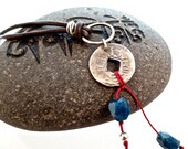Silver Coin Necklace Mixed Metal Jewelry Good Fortune Necklace