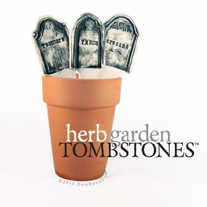 Herb Garden Markers Tombstones Herb Stakes - Lavender Thyme Rosemary