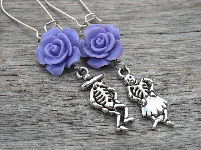 Day of the Dead Earrings, Day of the Dead Jewelry, Skull Earrings, Dia de los Muertos, Sugar Skulls, Skeleton Earrings, Rose Earrings,