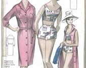 1960's Pin Up Playsuit Beach Outfit FACTORY FOLDED Vintage Plus Size Sewing Pattern Maudella 5274 Bust 40