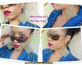 Laser Cut Diamond Acrylic, Studded Dangle Earrings - STUD ROCKERS