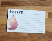 ripe pear bold 3"x5" recipe cards - set of 12 cards - hand-drawn lettering and illustration