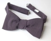 Bow Tie - men's - made in a soft purple fabric, freestyle bowtie for men