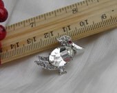 Duck Brooch - Rhinestone and Ruby