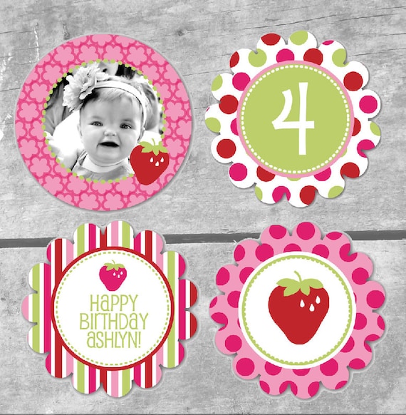 Strawberry Sweet Collection - Printable Party Circles by Itsy Belle Il_570xn
