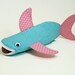 Shark Bag by MinneBites / Beach Bubbles Shark Bite - Pencil Pouch Case - Blue and Pink Fish Bag - Cute Girls Gift - Animal Bag