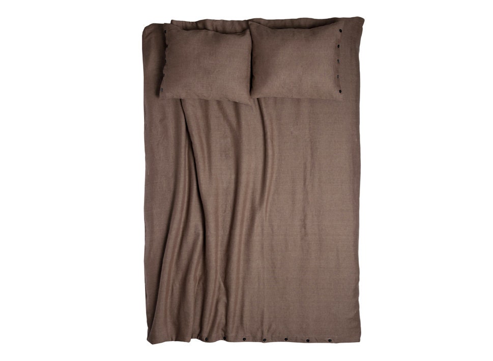 Queen duvet and pillowcases by Lovely Home Idea. Chocolate brown soft  linen