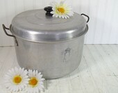 Vintage Oversized Aluminum Stock Pot - Century AluminumWare Canning Kettle - Large Round Metal Bucket for Repurposing