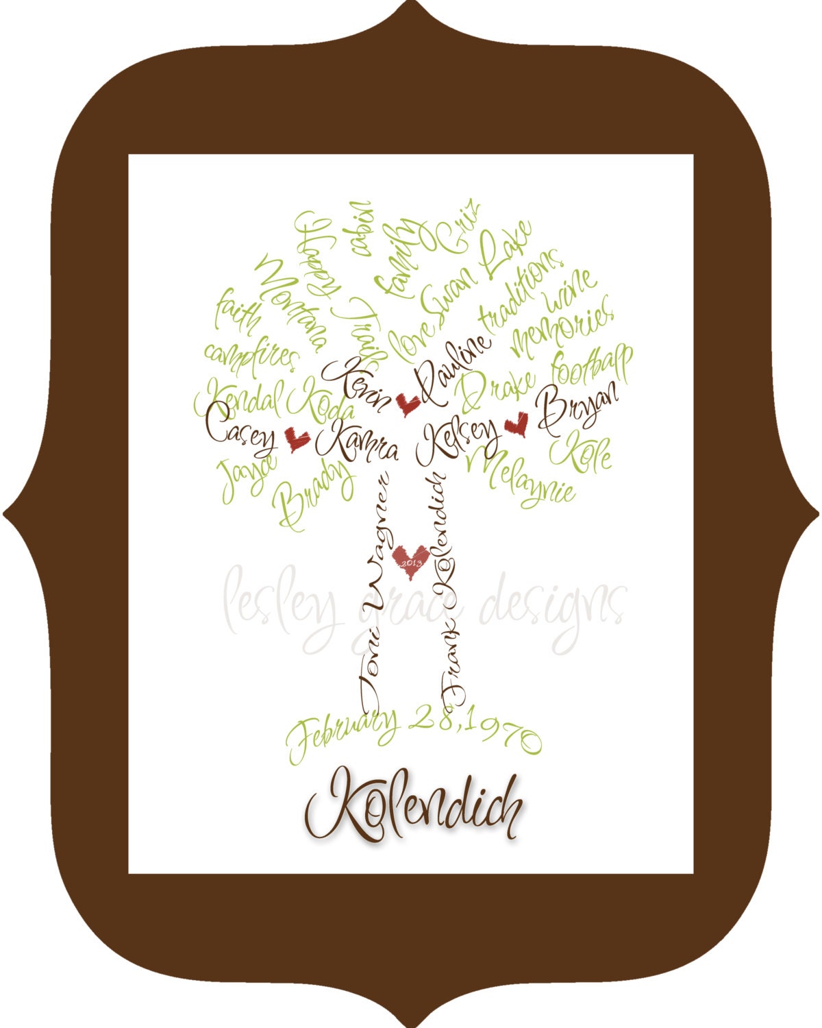 Family Tree, Typography, 11x14 digital print