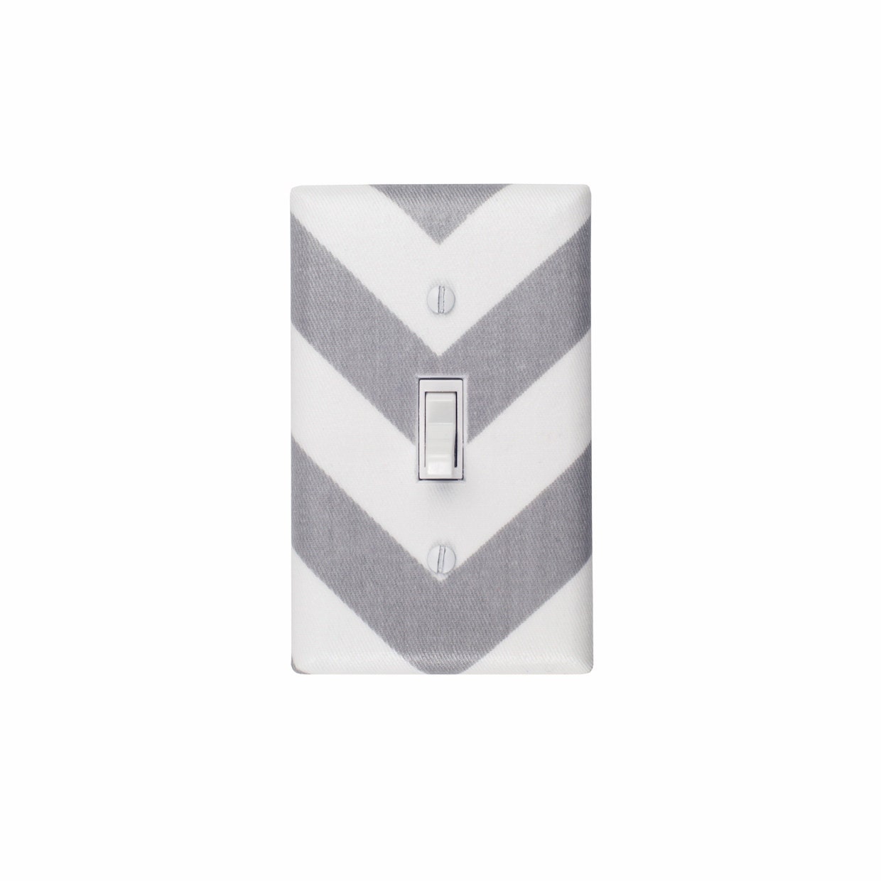 Chevron Light Switch Plate Cover / Gray and White / Zig Zags / Storm Grey Premier Prints / Slightly Smitten Kitten