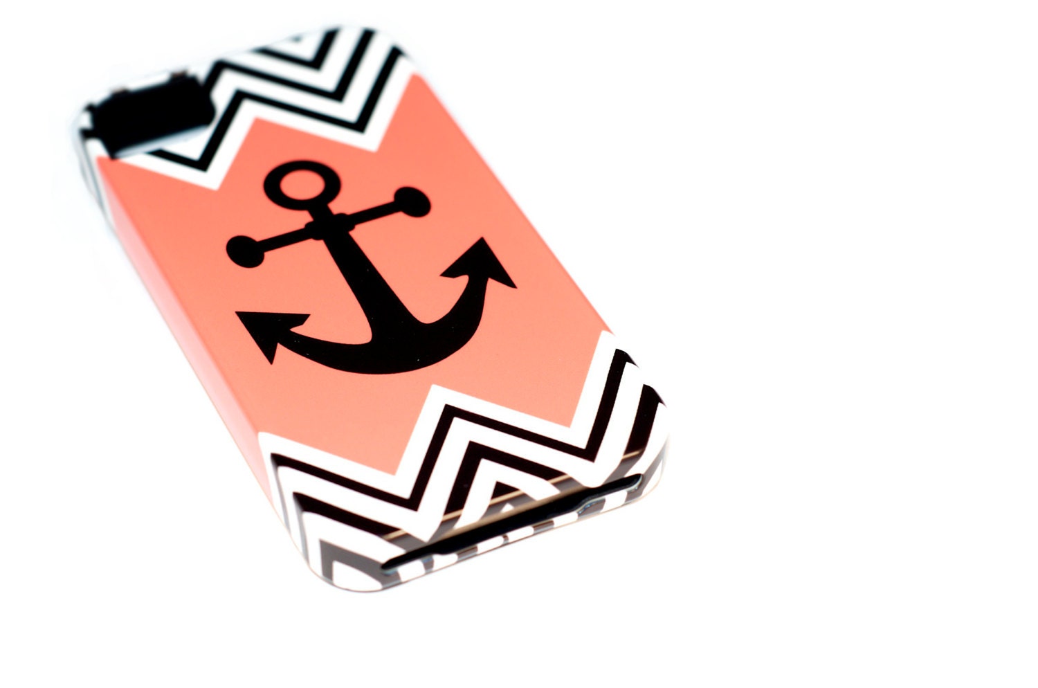 Anchors Away - Coral n Black Nautical Case