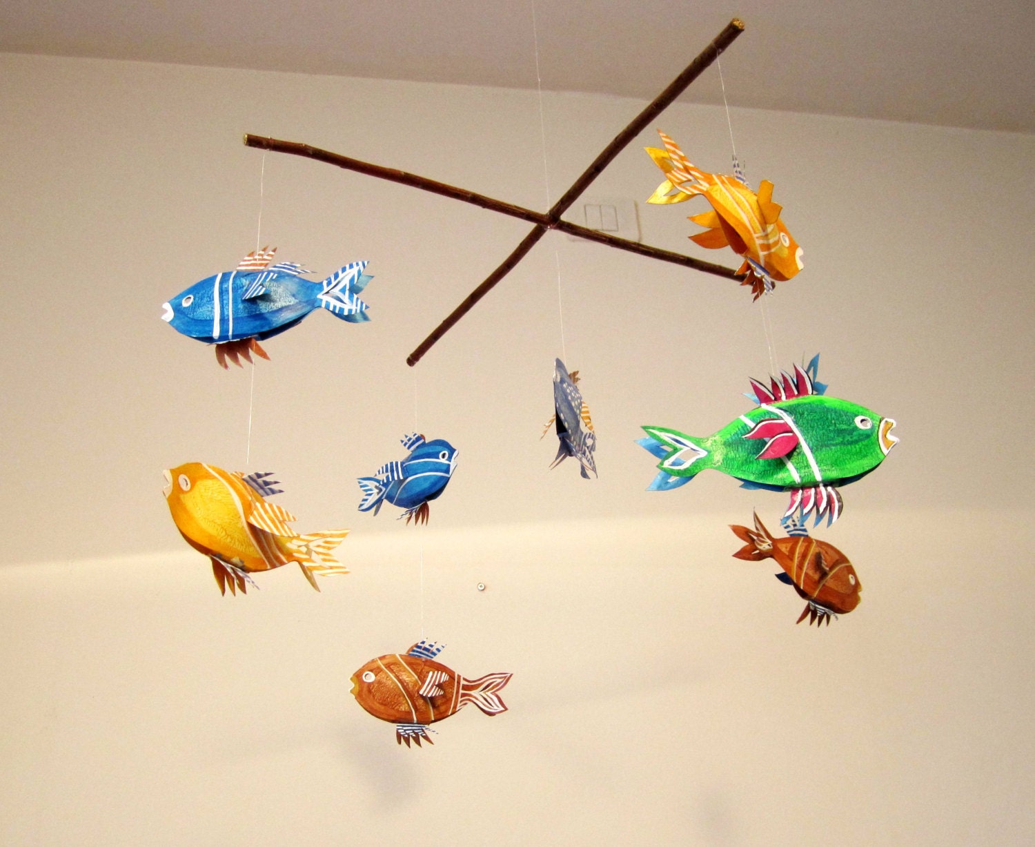Baby Mobile - fish Mobile - Handmade - hanging mobile for babies and children - crib mobile - nursery art decoration mobile