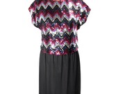 1980s Toni Todd Sequin Party Dress  - New Years Eve - Disco Prom Dress - Size 10