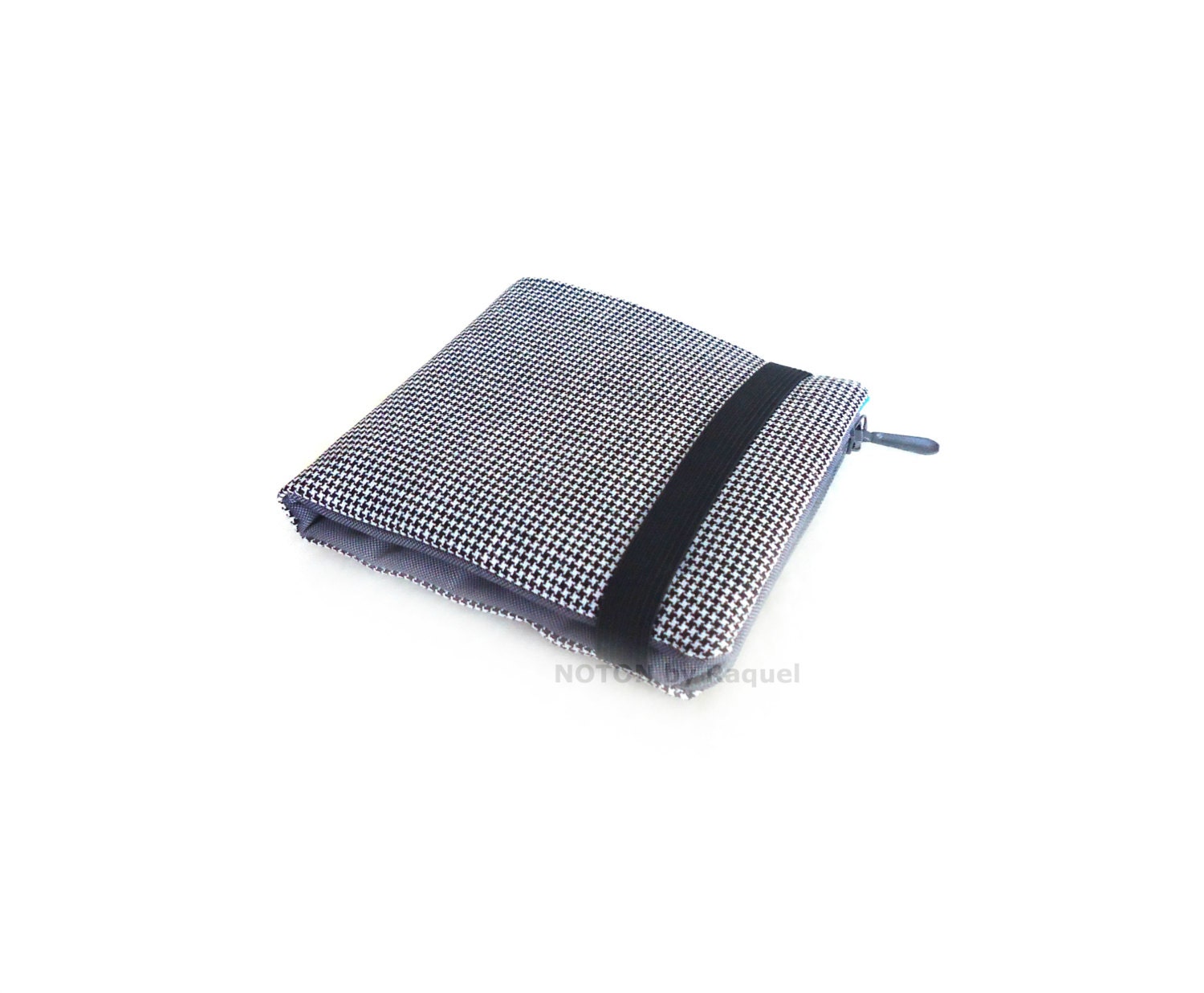 Mens Billfold Wallet in Black White and Blue, man textile wallet, pied-de-poule bifold wallet, men modern bilfold wallet, gifts for him