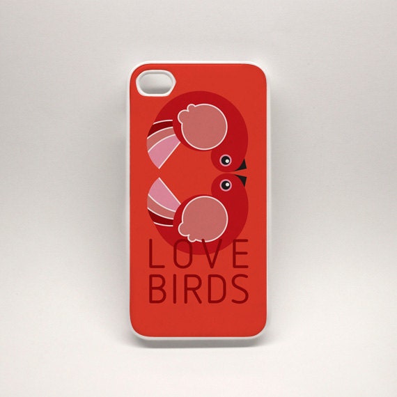 iPhone Case - Love birds Warm red : high quality reproductions from original izzybizzy illustration