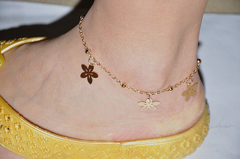 simple style foot chain, flower pendant  ankle chain  JL003