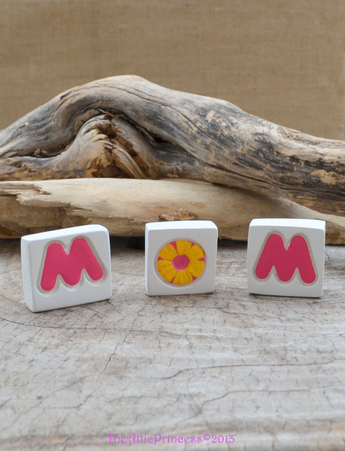 Mom Wow clay letter tiles, mother's day gift, spring home decoration