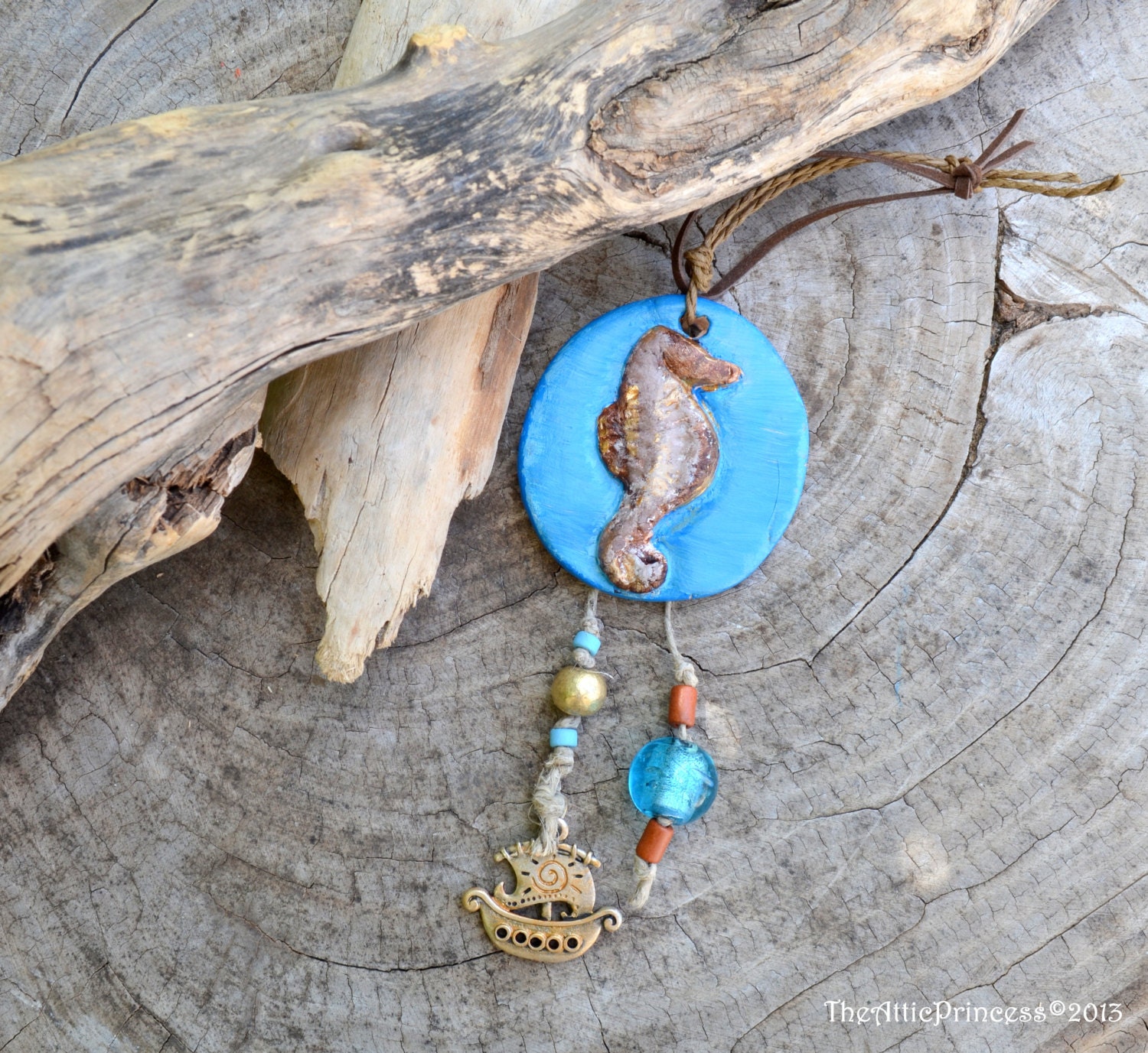 Seahorse hanging ornament, beach house decoration