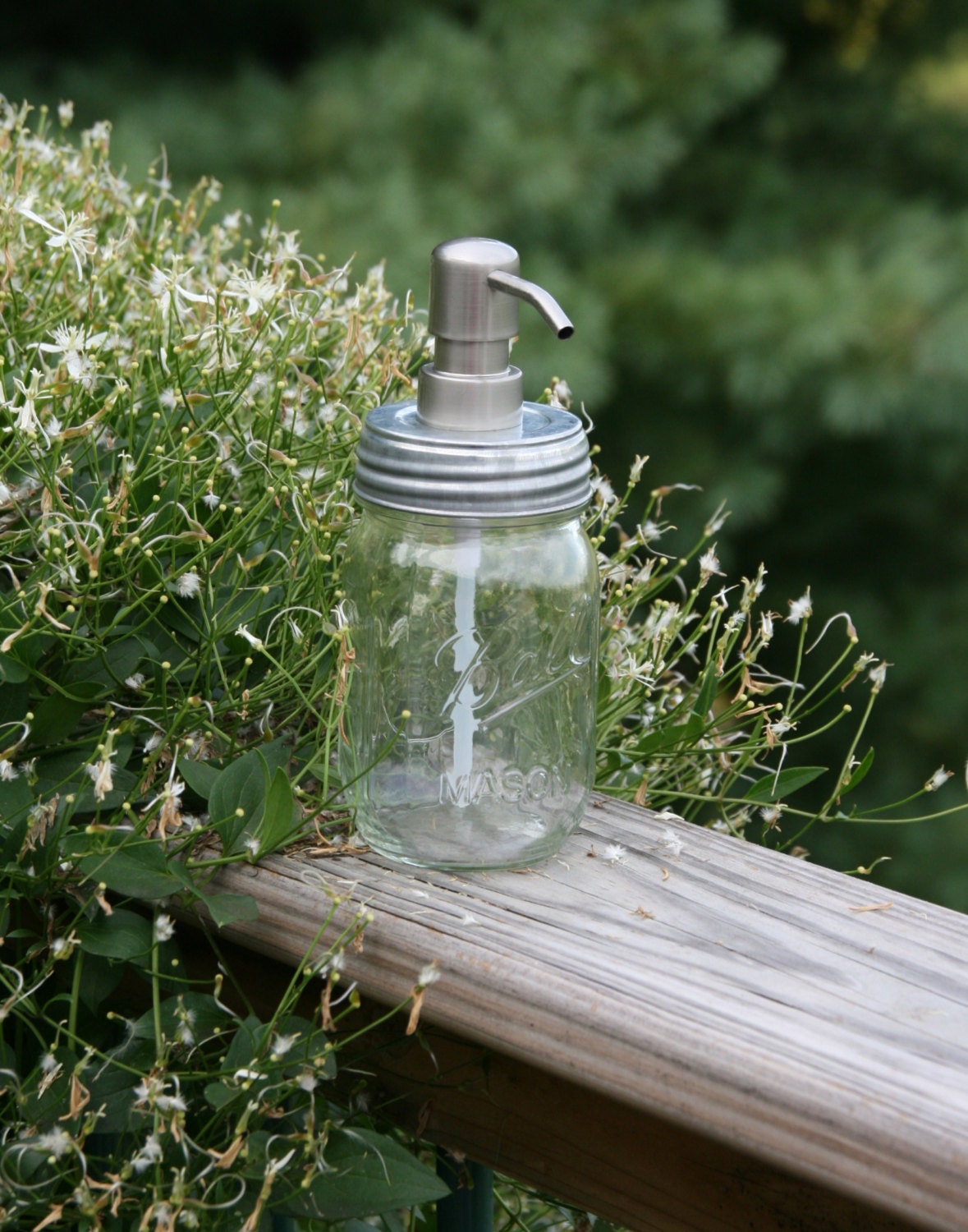 Mason Jar Soap Dispenser with Metal Stainless Pump - Clear Pint Jar Lotion Bottle - Ball Mason Canning Jar