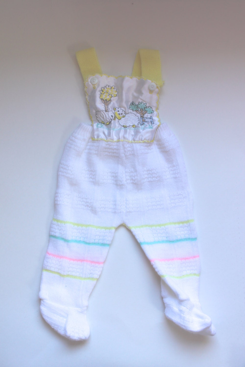 Vintage Baby Knitted Overalls w. Lambs