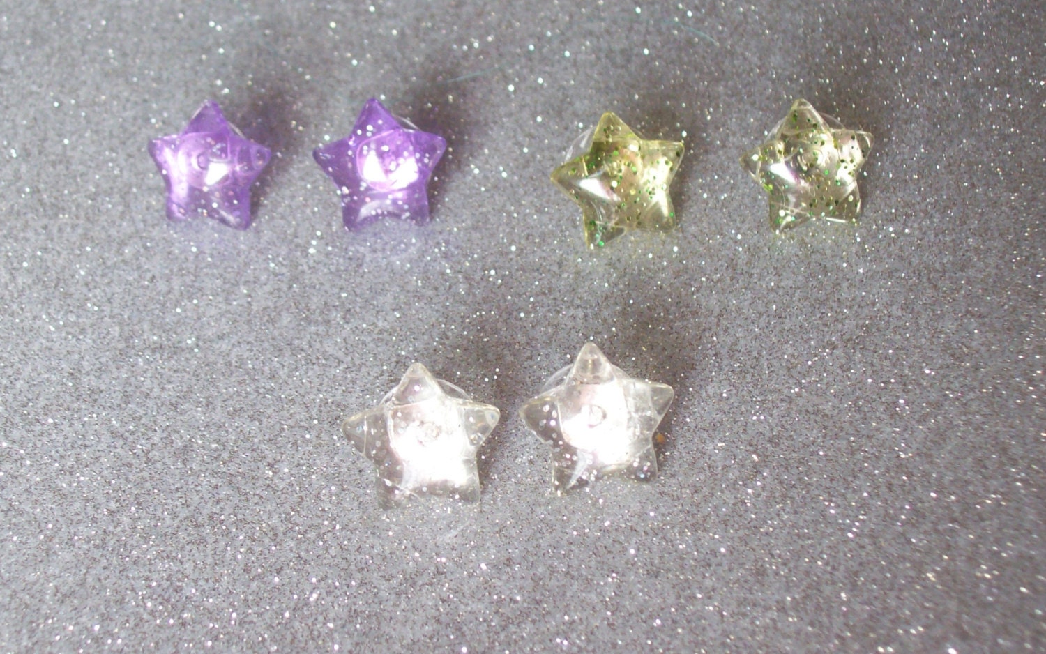 Jelly Glitter Star Stud Earrings - Your Choice of Colors