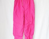 Vintage Parachute Pants // Hot Pink Track Suit Pant // Medium/M /Work out Pants Jogging Sportswear