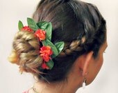 Moorea - tropical spring and summer Bun Belt, flower crown for your hair bun