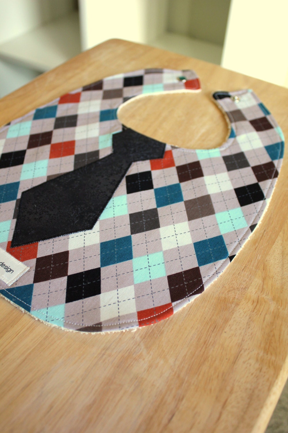 Baby Boy Argyle Bib : Plastic Lined Bib