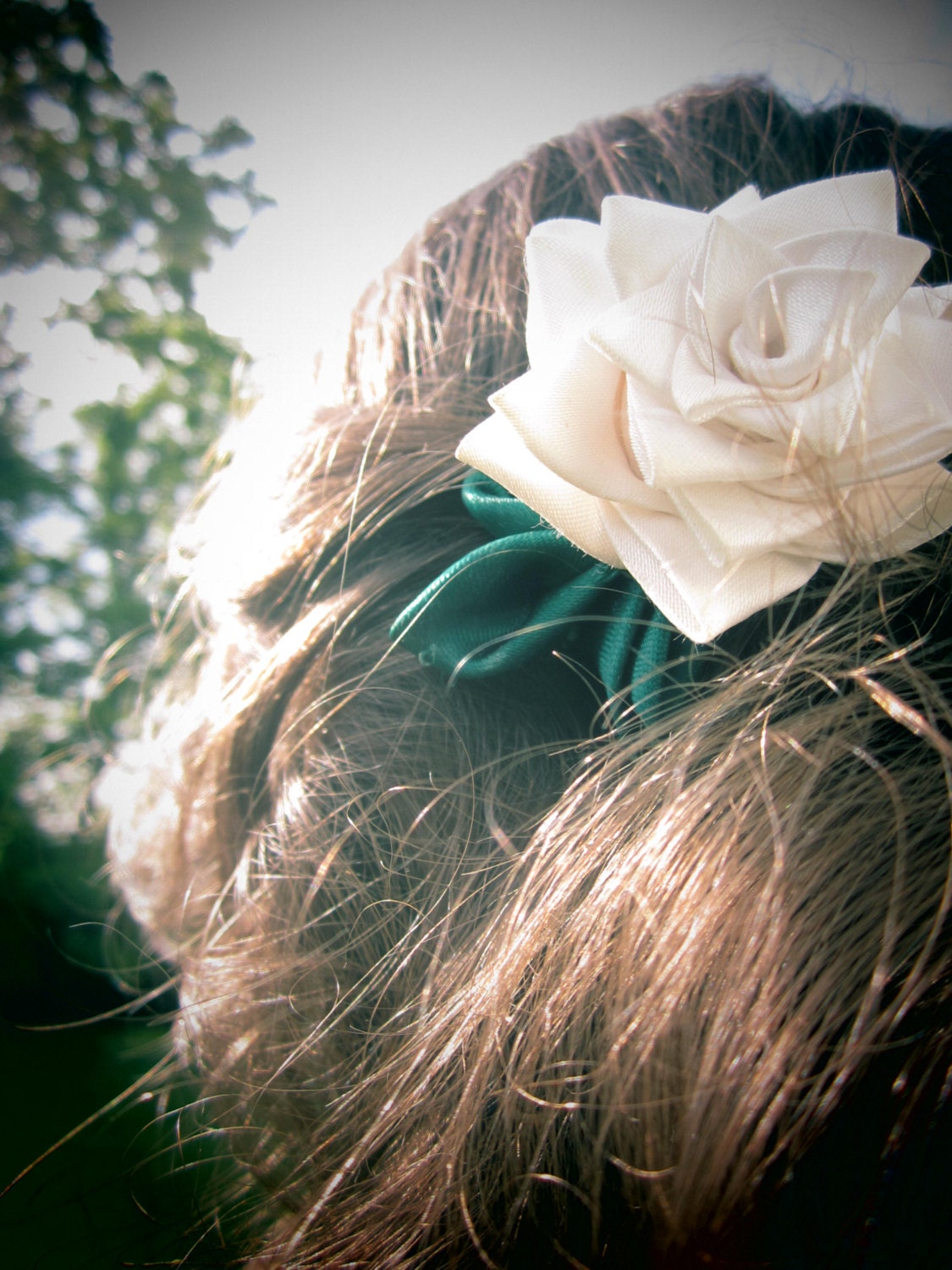 Custom Rose Folded Satin Flower (Bara  Kanzashi) Fascinator for weddings, prom, formals, bridal wear