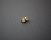 Pink Earrings with Rose Quartz // Gold Stud Earrings // Mini Studs by Mica - Heather